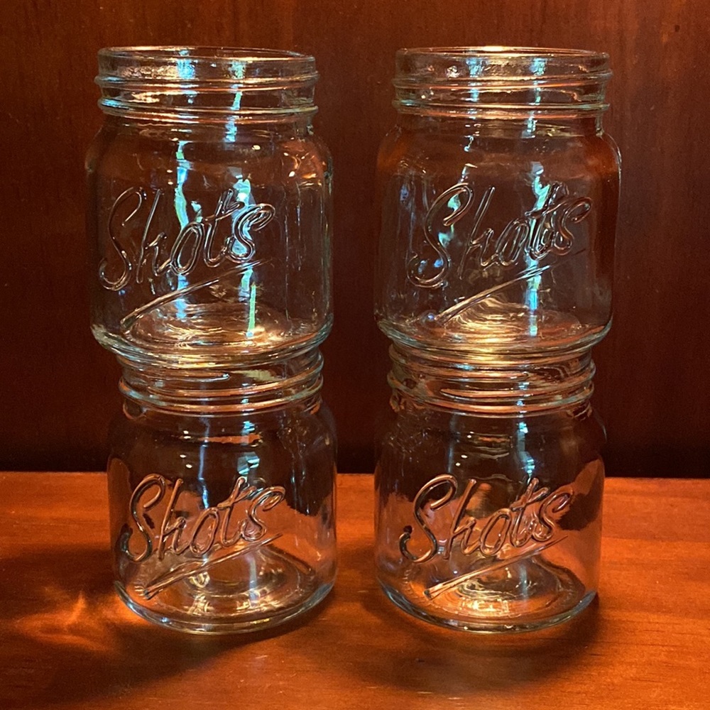 Home Essentials Novelty Redneck Mini Mason Jar Shot Glasses Set of 4 NWOT
